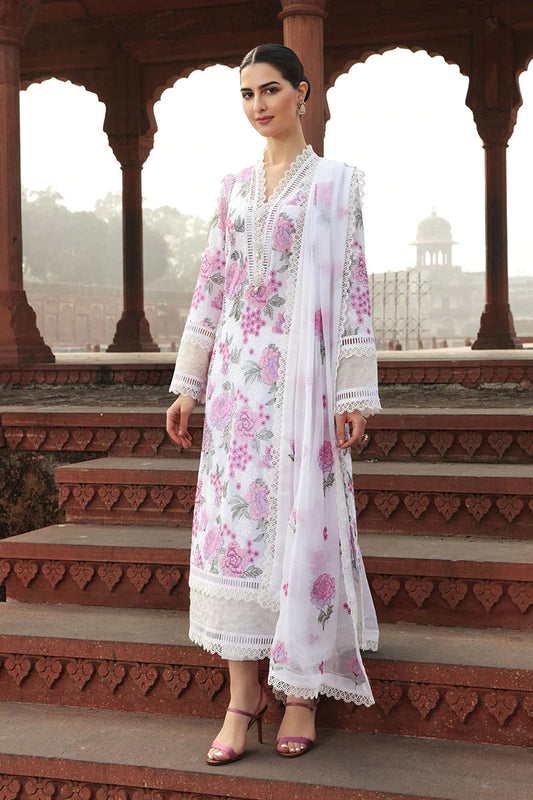 Bareeze -Embroided 3pc lawn dress with embroidered chiffon dupatta-